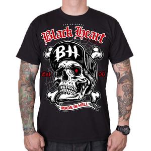 Herren-T-Shirt Schwarz Herz Totenkopf Knochen schwarz