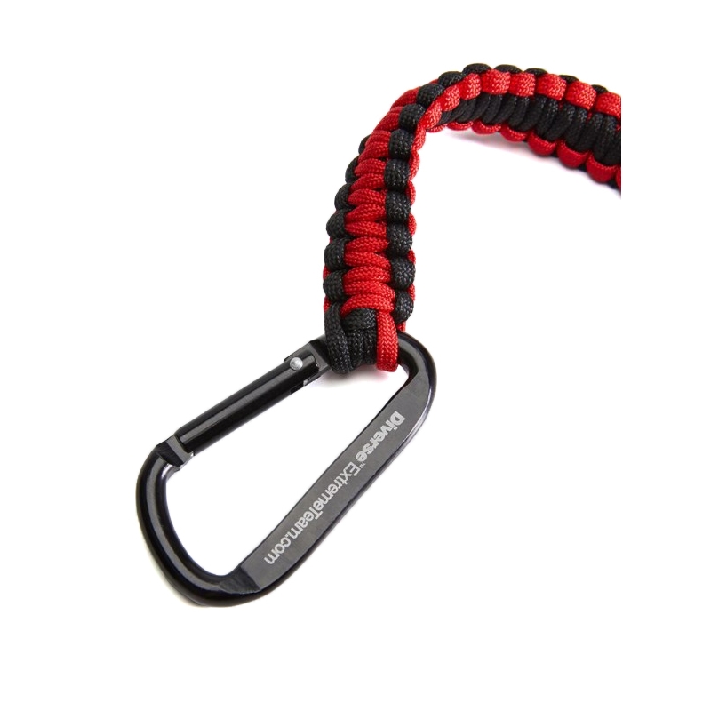 Gestrickter Schlüsselanhänger mit Karabiner DAKAR Carab 01 rot-schwarz