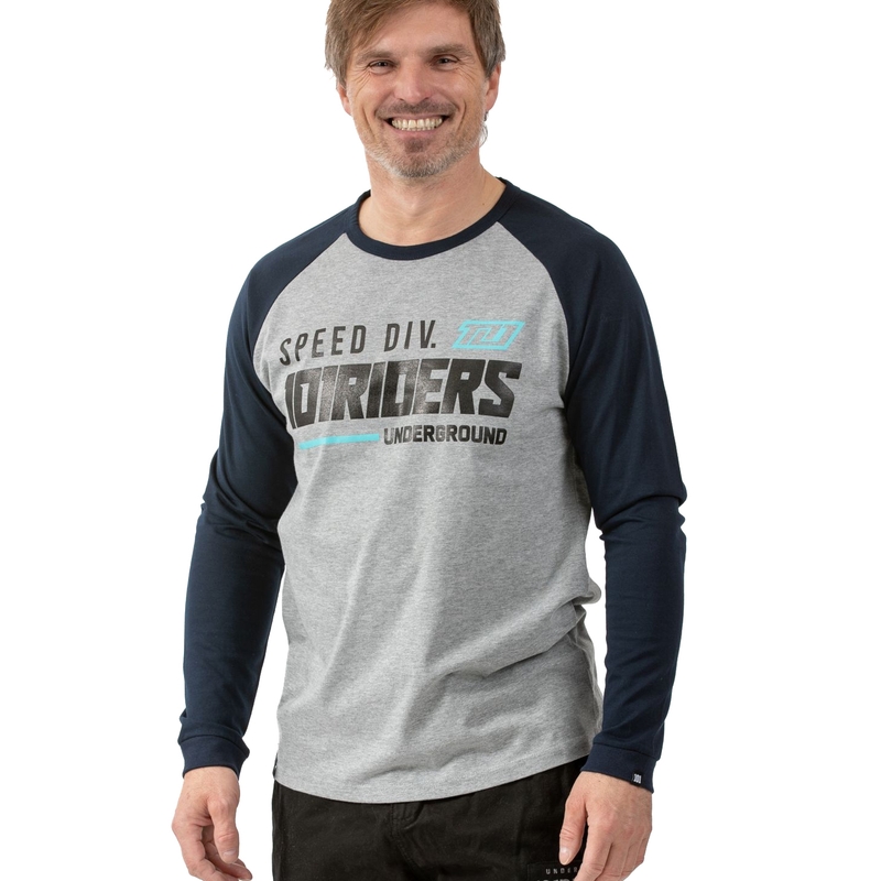 T-shirt 101 Riders Total grau-blau - langarm Ausverkauf