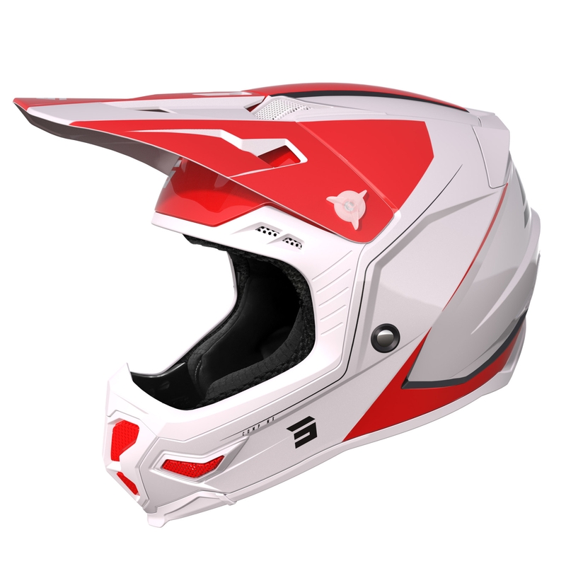 Motocross-Helm Shot Core Comp weiß-rot