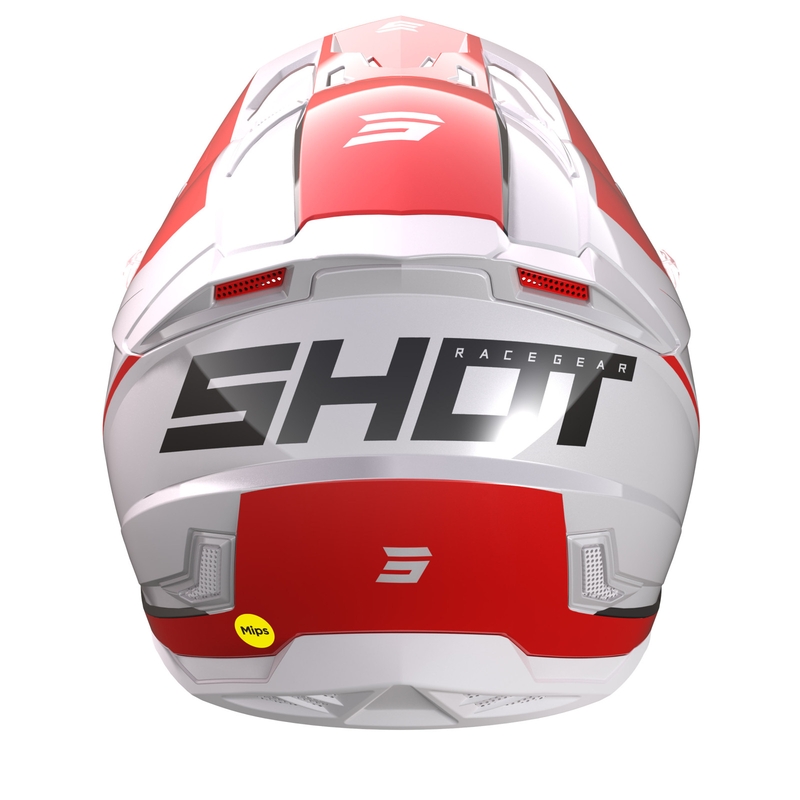 Motocross-Helm Shot Core Comp weiß-rot