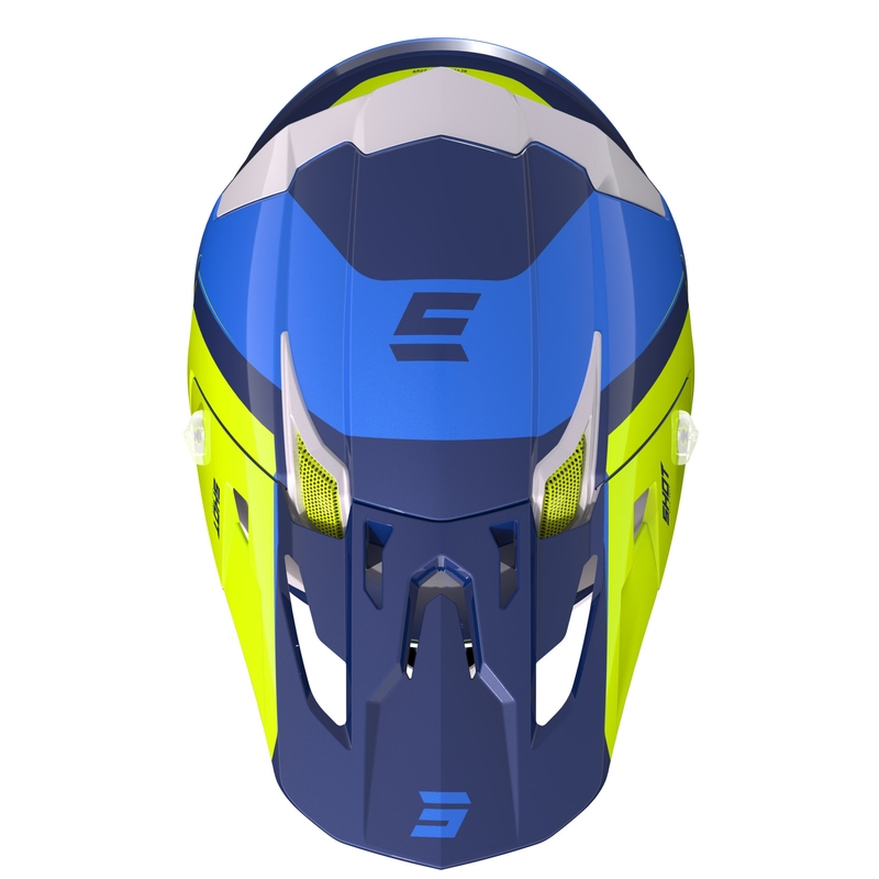 Motocross Helm Shot Core Fast blau-weiß-fluorgelb Ausverkauf