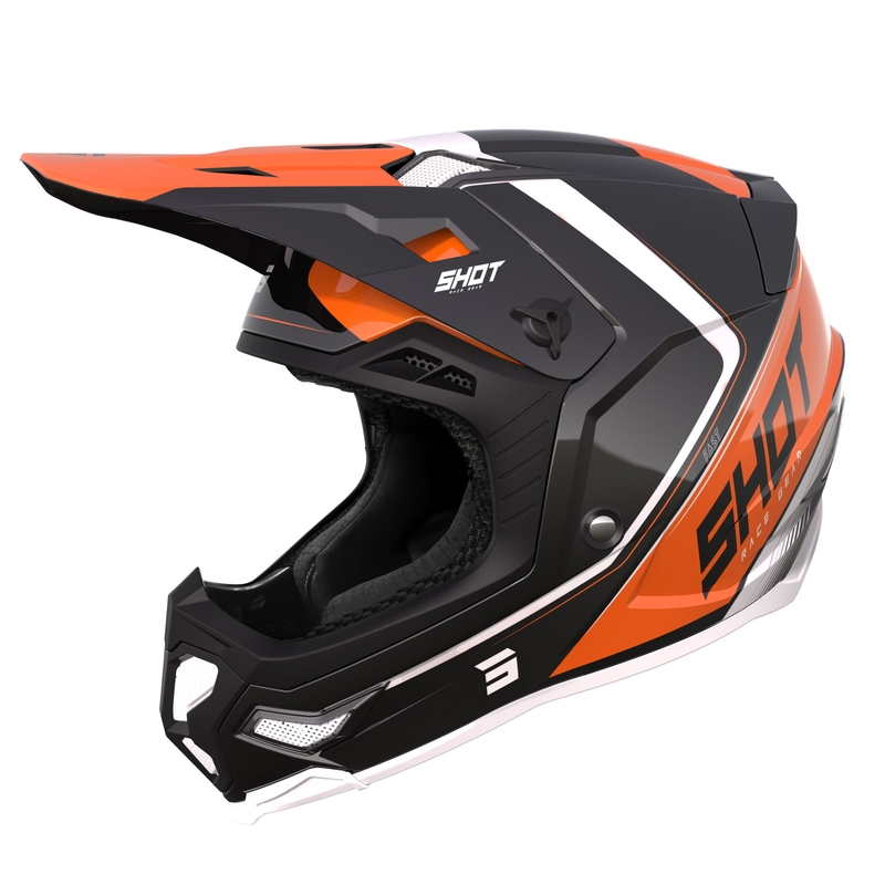 Motocross Helm Shot Core Fast schwarz-weiß-orange