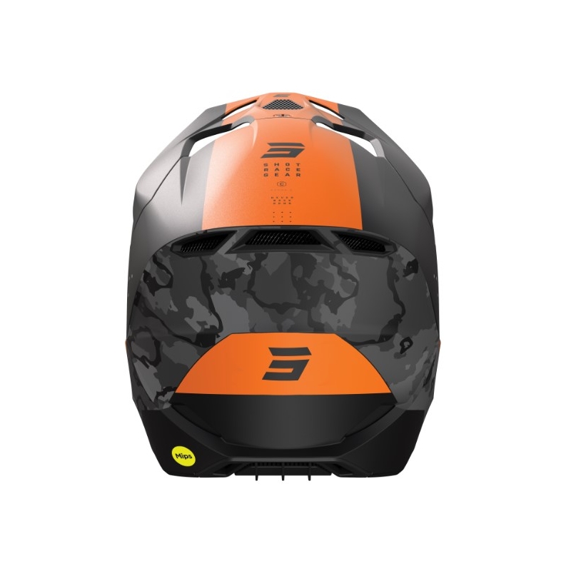 Motocross-Helm Shot Race Camo Schwarz-Grau-Orange Ausverkauf