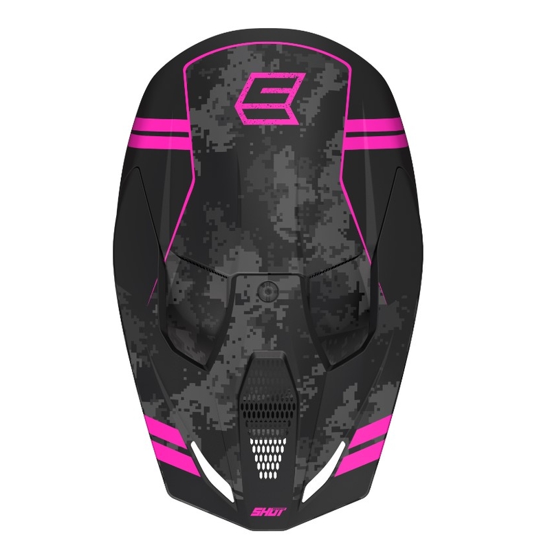 Motocross-Helm Shot Furious Army schwarz-grau-rosa