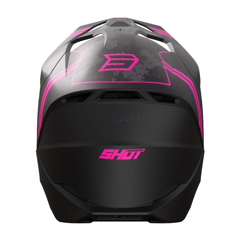 Motocross-Helm Shot Furious Army schwarz-grau-rosa