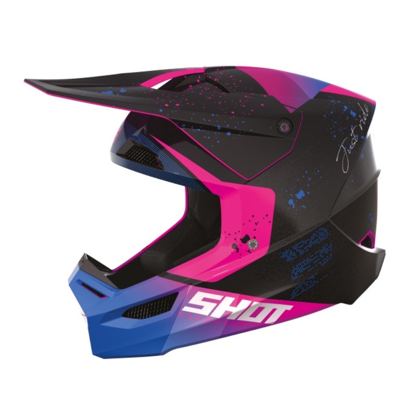 Motocross-Helm Shot Furious Matrix rosa-blau-schwarz