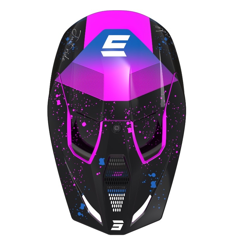 Motocross-Helm Shot Furious Matrix rosa-blau-schwarz