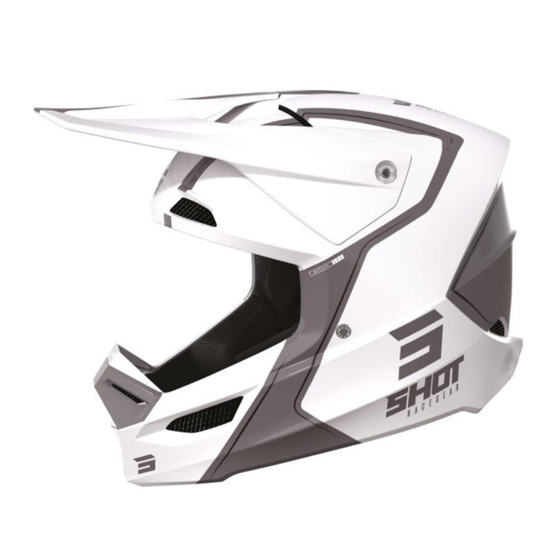 Motocross-Helm Shot Furious Reflex grau und weiß