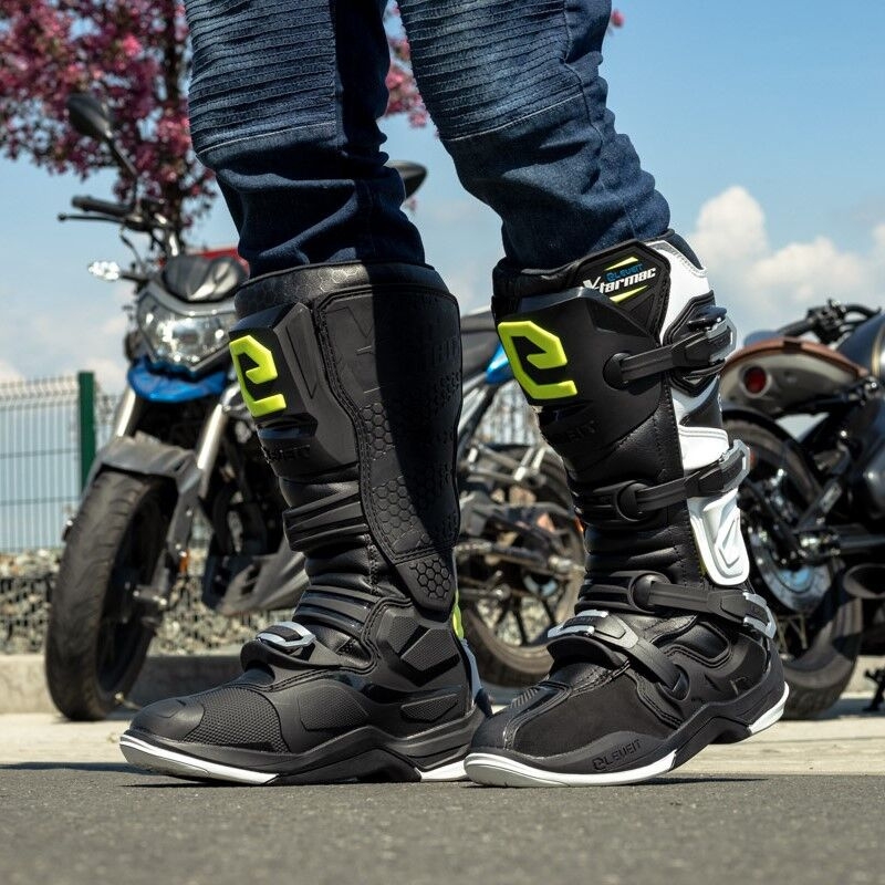 Eleveit X Tarmac schwarz-fluorgelbe Motorradstiefel Ausverkauf