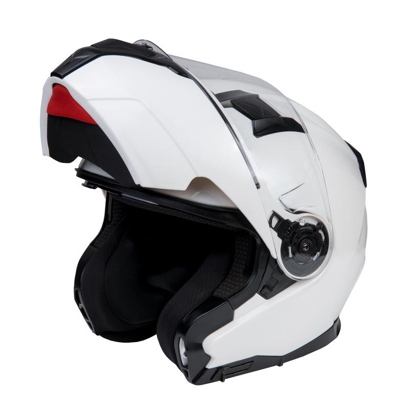 Ozone Flip Up Motorradhelm Storm Weiß Glanz Ausverkauf