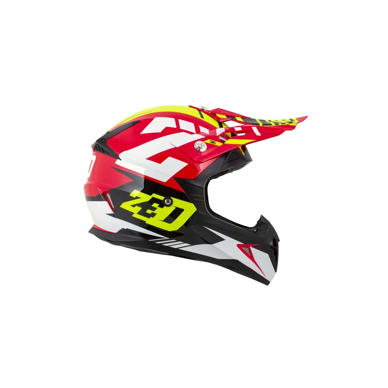 Motocross Helm ZED X1.9 rot-fluo gelb-schwarz-weiß
