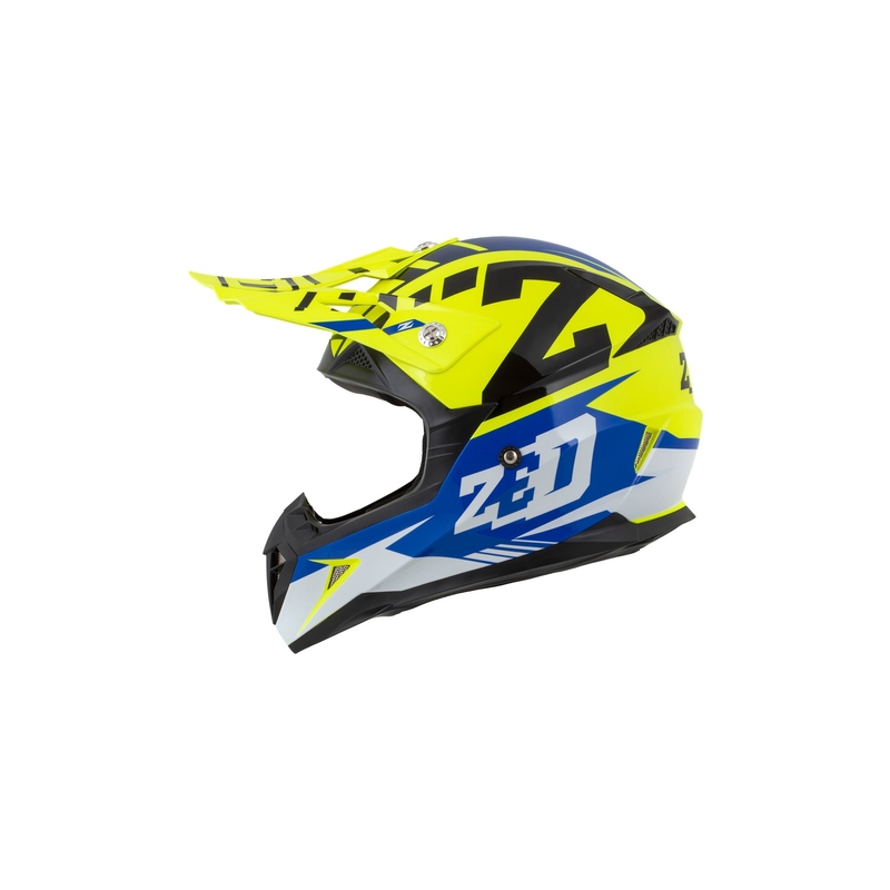 Motocross Helm ZED X1.9 blau-fluo gelb-schwarz-weiß