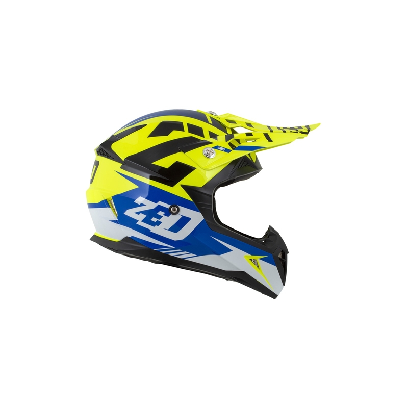 Motocross Helm ZED X1.9 blau-fluo gelb-schwarz-weiß