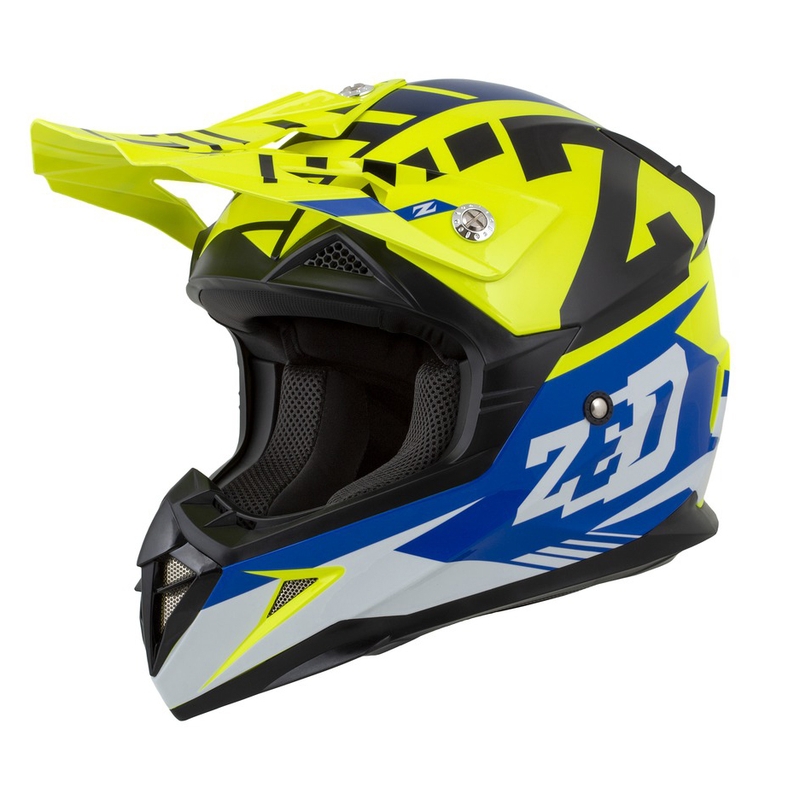 Motocross Helm ZED X1.9 blau-fluo gelb-schwarz-weiß