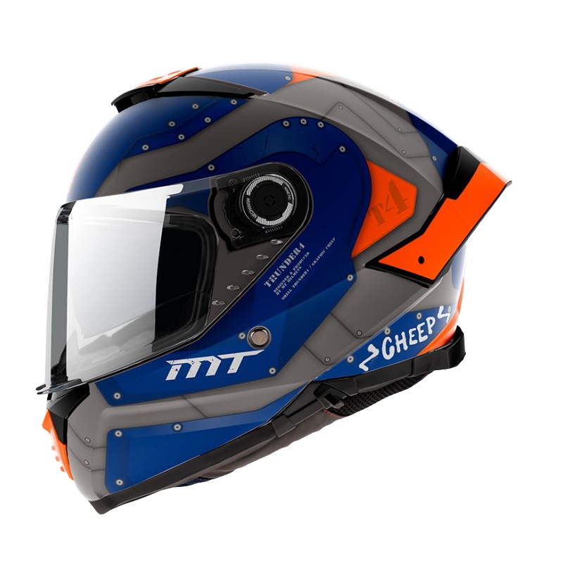 MT Thunder 4 SV Cheep A7 integrierter Motorradhelm orange-blau-grau