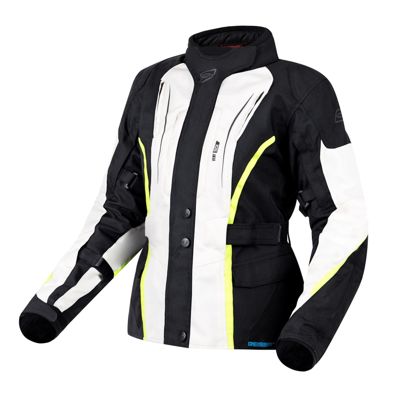 Ozone Sahara Schwarz-Grau-Fluo Gelb Motorradjacke für Frauen Ausverkauf
