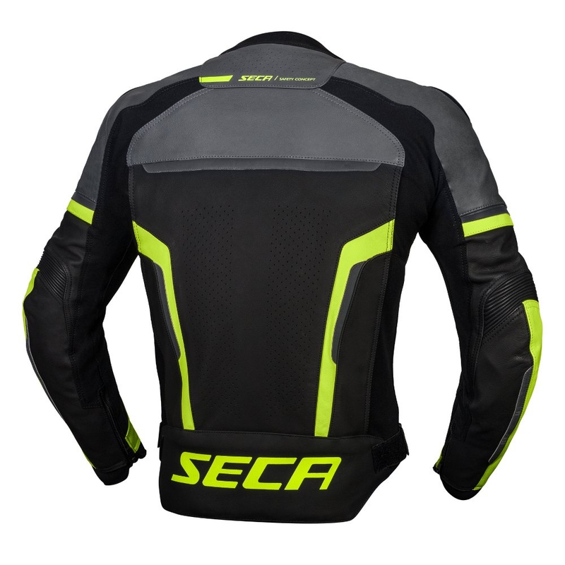 Leder-Motorradjacke SECA Hooligan grau-fluo gelb Ausverkauf