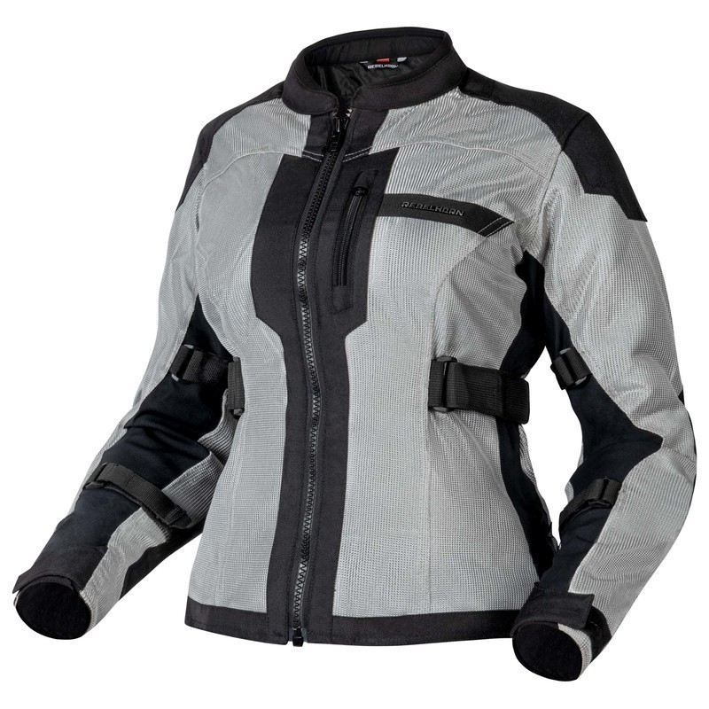 Rebelhorn Scandal II Damen Motorradjacke Silber und Schwarz Ausverkauf