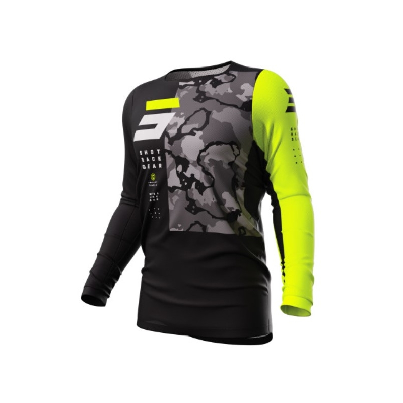 Motocross Trikot Shot Contact Camo 2.0 schwarz-fluo gelb Ausverkauf