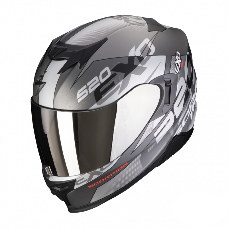 Integral Motorradhelm Scorpion EXO-520 EVO Air Cover silber-rot matt