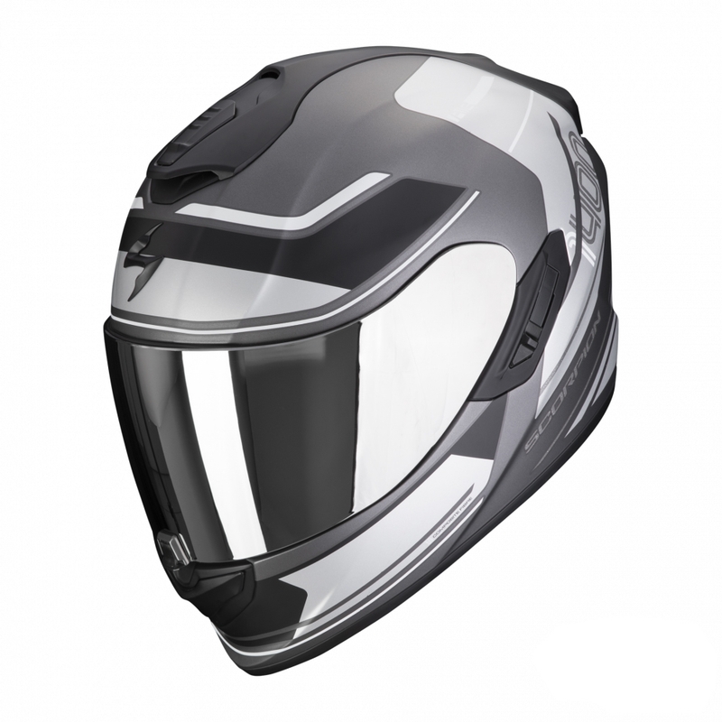 Integral Motorradhelm Scorpion EXO-1400 EVO Air Vittoria silber und weiß matt