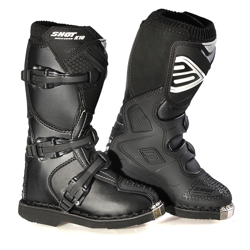 Kinder-Motorradstiefel Shot K10 Schwarz Ausverkauf