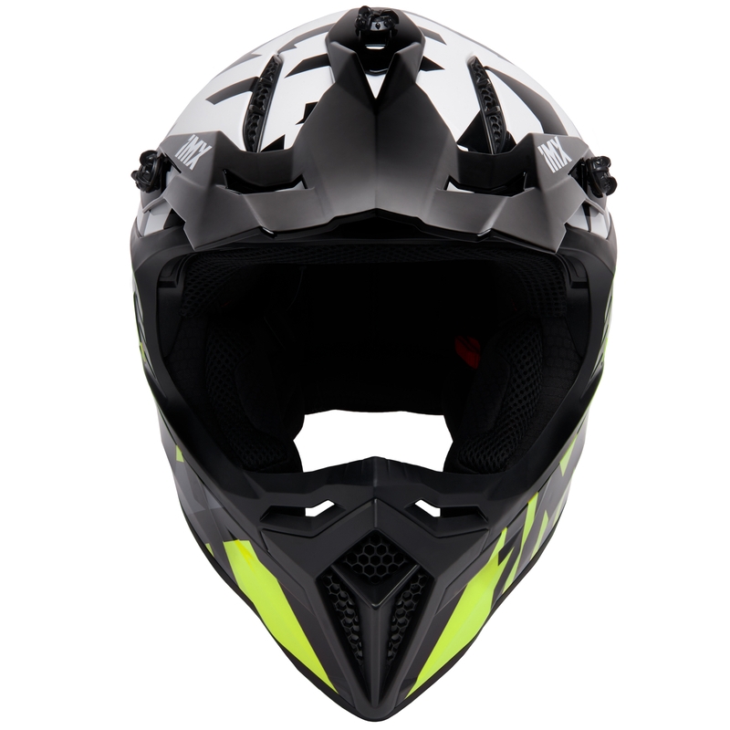 Motocross Helm iMX FMX-02 schwarz-weiß-fluo gelb