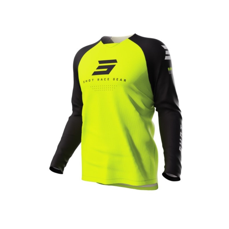 Kinder Motocross Trikot Shot Raw Kid Escape schwarz-fluo gelb Ausverkauf