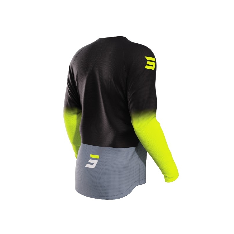Kinder Motocross Trikot Shot Raw Kid Reflex schwarz-grau-fluo gelb