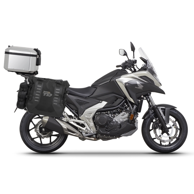 Complete set of SHAD TERRA TR40 adventure saddlebags and SHAD TERRA aluminium 55L topcase, including mounting kit SHAD HONDA NX 750 X 2021-