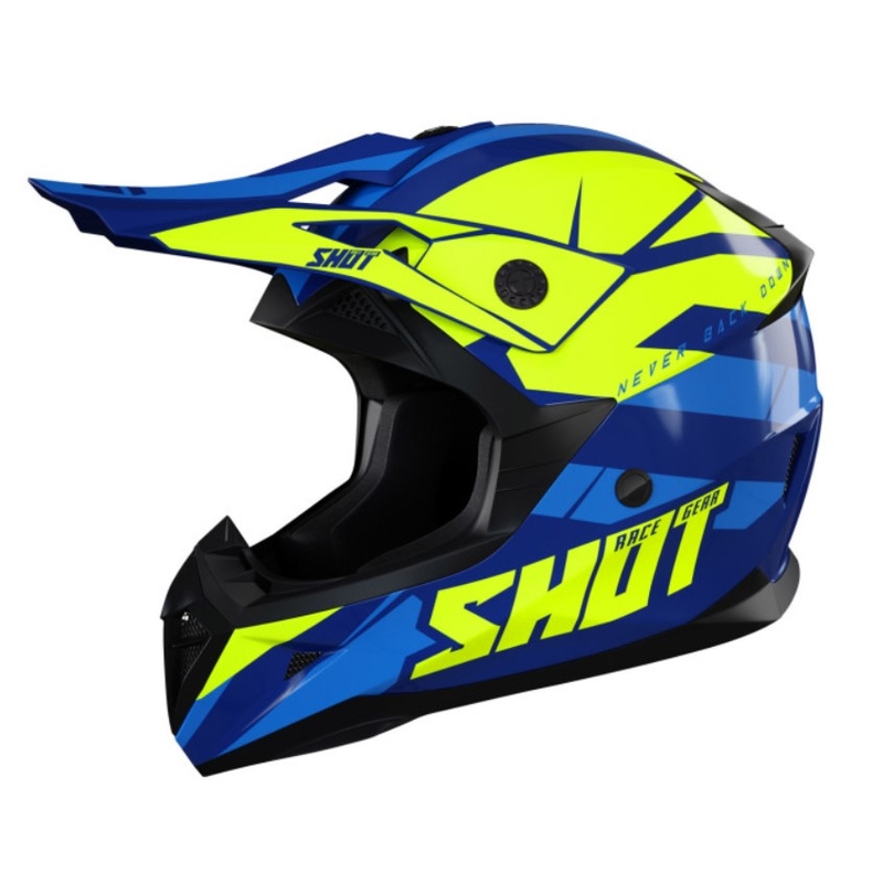 Kinder-Motocross-Helm Shot Pulse Kid Revenge blau-fluo gelb Ausverkauf
