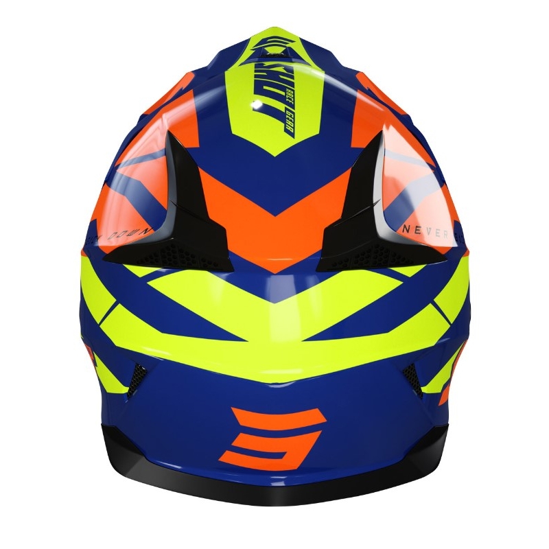 Kinder-Motocross-Helm Shot Pulse Kid Revenge orange-blau-fluo gelb