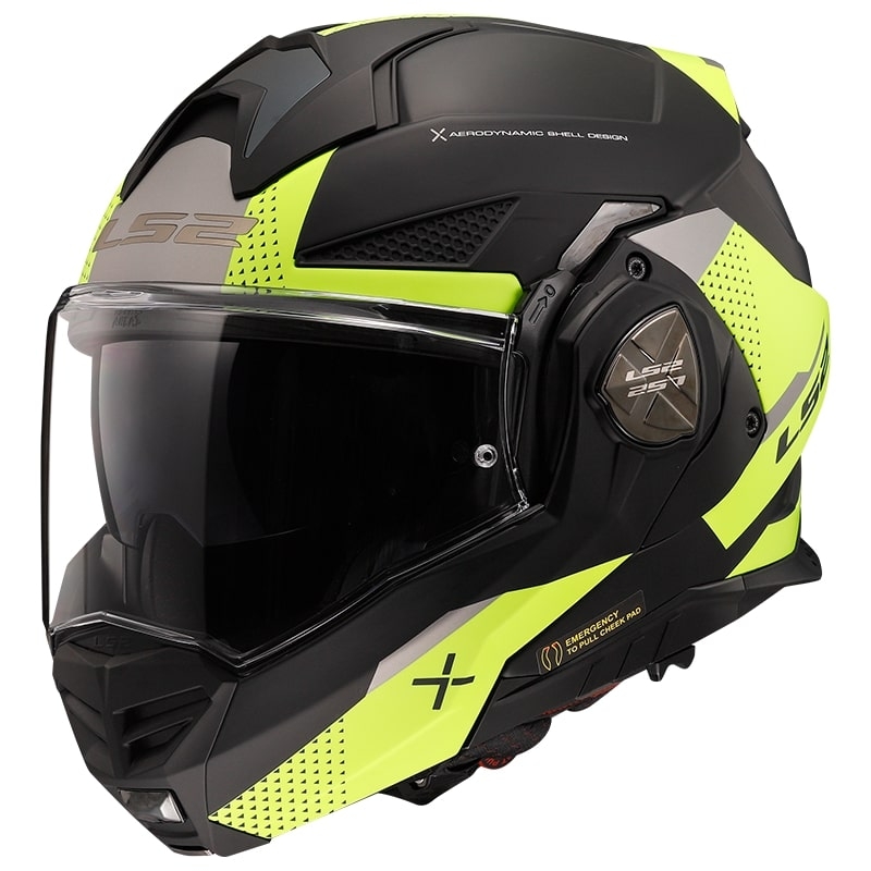 Klapphelm Motorrad LS2 FF901 Advant X Oblivion schwarz-fluo gelb