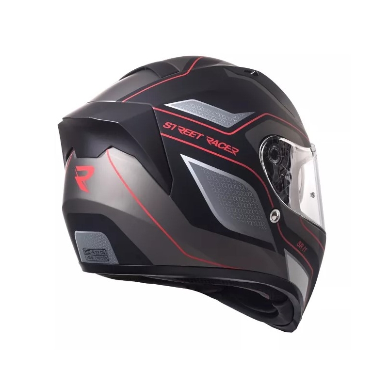 Motorradhelm Street Racer SR I1 schwarz-grau-rot - Qualität II