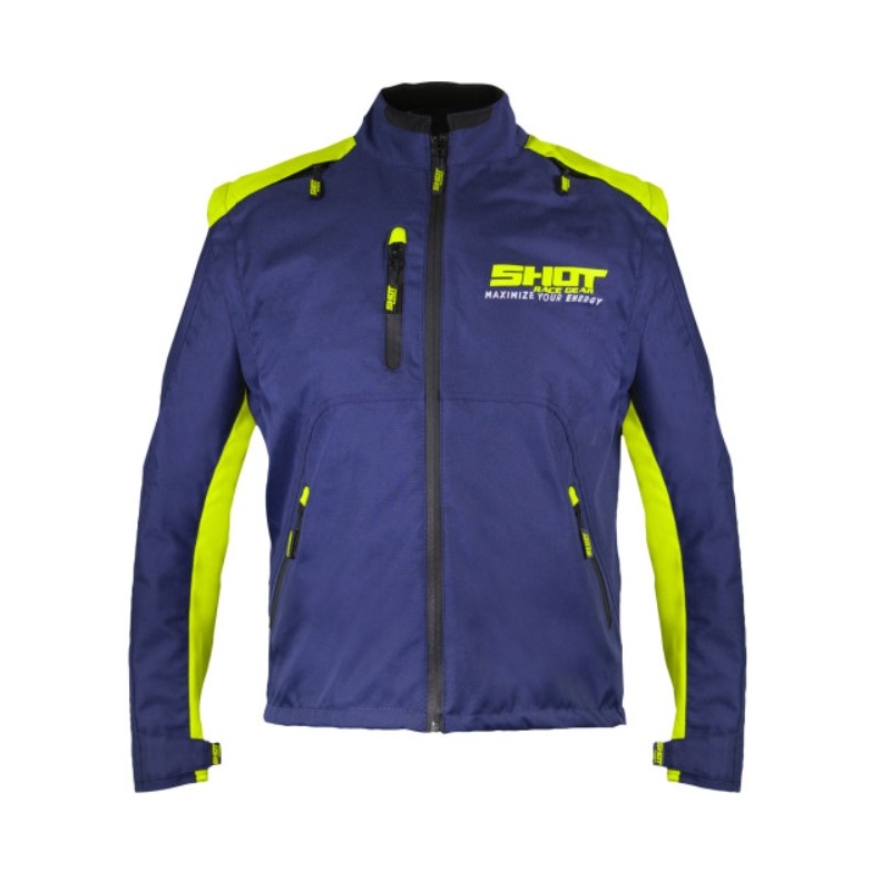 Motorrad Jacke Schuss Kontakt Angriff blau-fluo gelb Ausverkauf