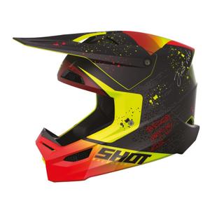 Kinder Motocross Helm Shot Furious Matrix rot-schwarz-fluo gelb