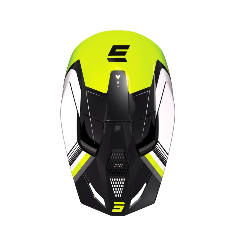 Kinder Motocross Helm Shot Race Tracer weiß-schwarz-fluo gelb Ausverkauf