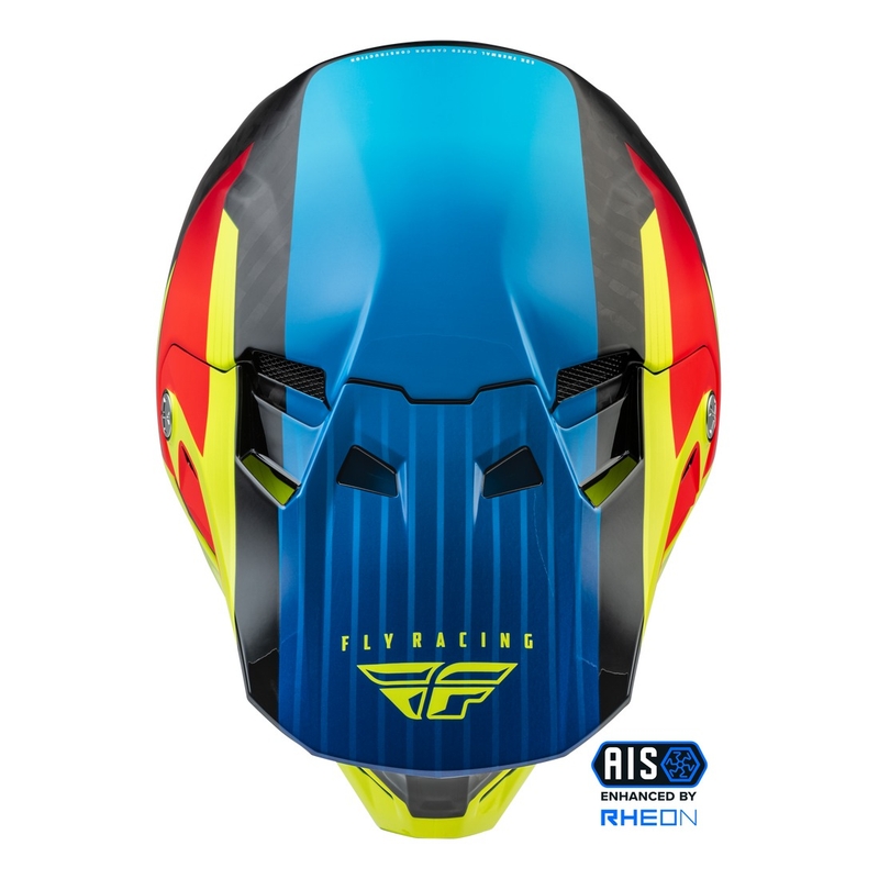 Motocross Helm FLY Racing Formula Carbon Prime fluo gelb-blau-rot