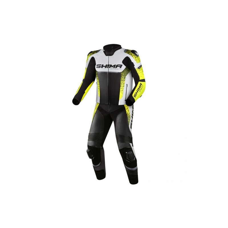 Motorradkombi Shima STR 2.0 schwarz-weiß-fluogelb