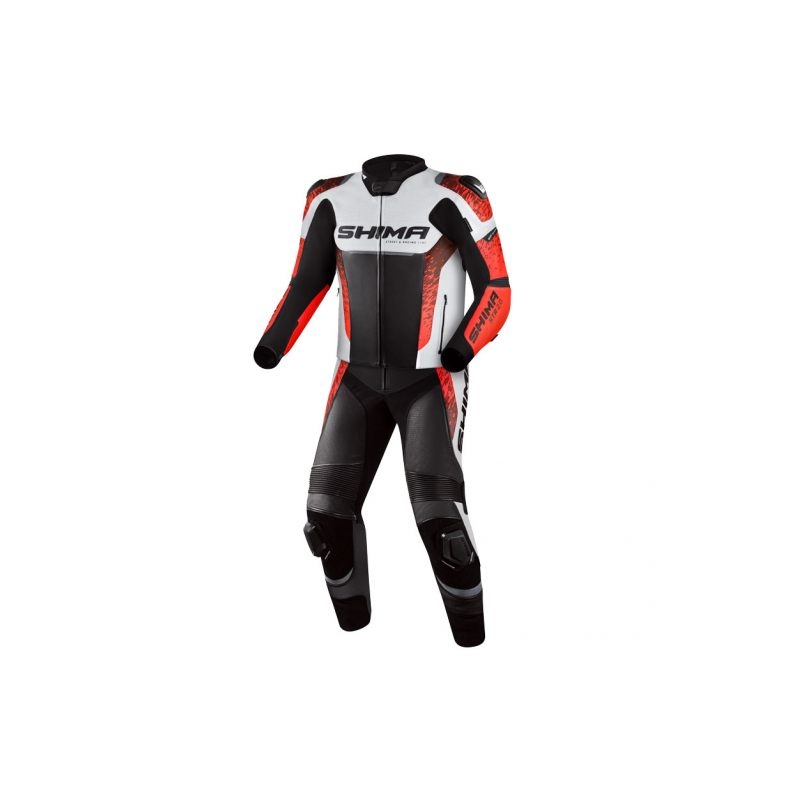Shima STR 2.0 Motorradanzug schwarz-weiß-neonrot