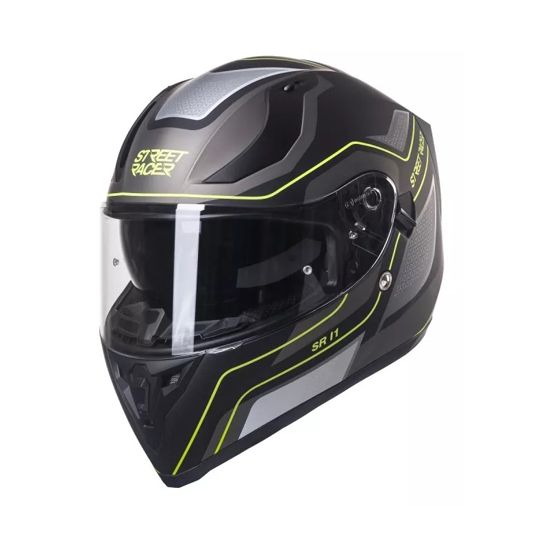 Integral Motorradhelm Street Racer SR I1 schwarz-grau fluo gelb - II. Qualität