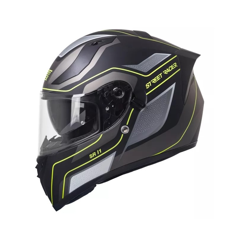 Integral Motorradhelm Street Racer SR I1 schwarz-grau fluo gelb - II. Qualität