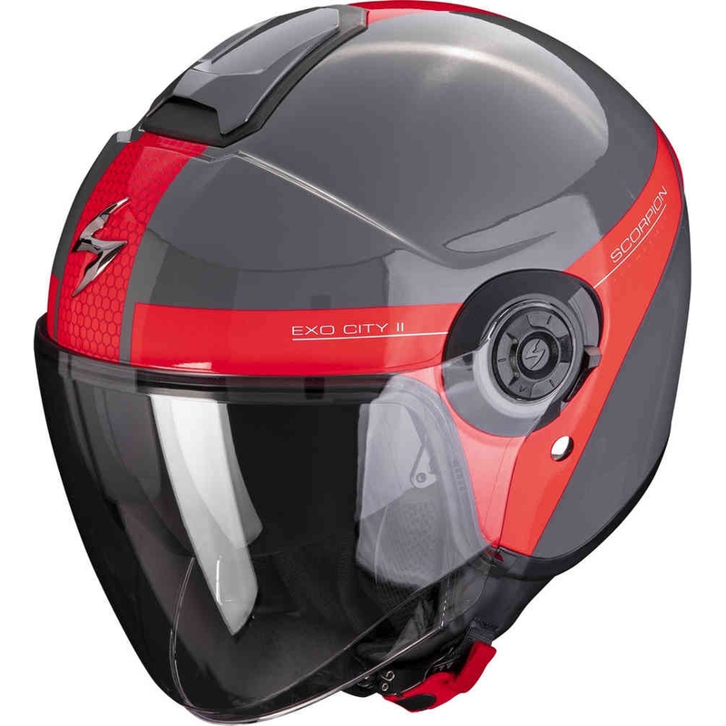 Offener Helm Scorpion EXO-CITY II Kurz grau-rot