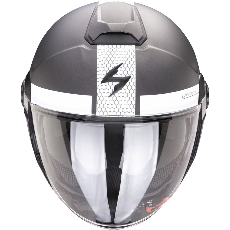 Offener Helm Skorpion EXO-CITY II Kurz silber-weiß matt