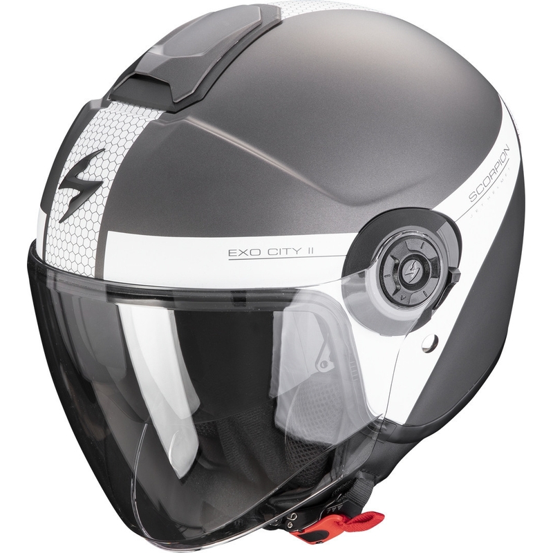Offener Helm Skorpion EXO-CITY II Kurz silber-weiß matt