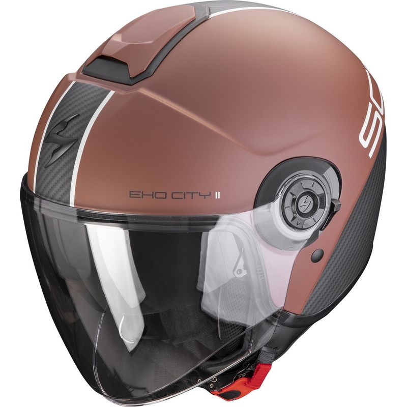Offener Helm Scorpion EXO-CITY II Carbo braun-schwarz matt Ausverkauf