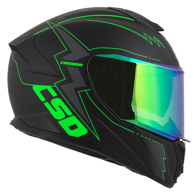 Integral Motorradhelm Cassida Integral GT 2.1 Flash schwarz-fluo grün-grau