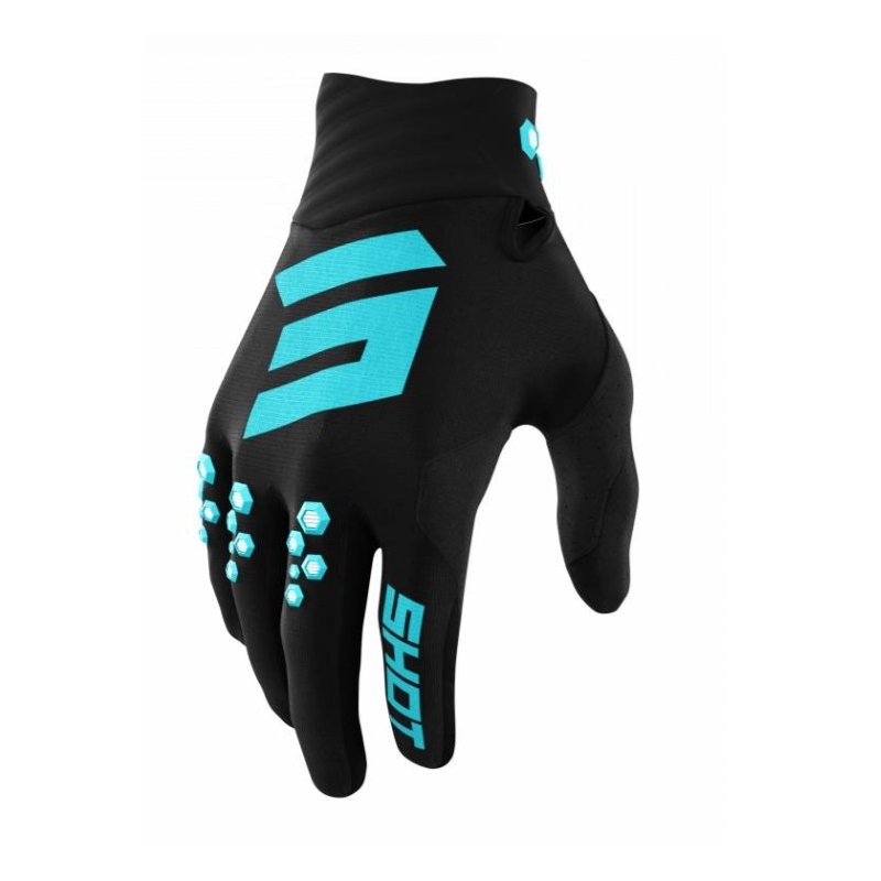 Motocross-Handschuhe Shot Contact schwarz-türkis sale - II. Qualität Ausverkauf