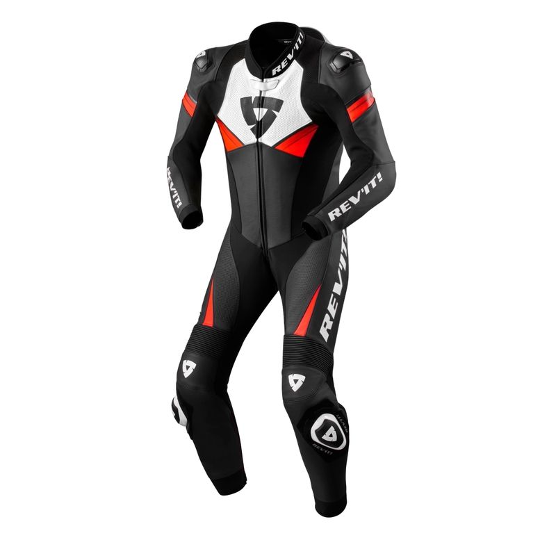 Einteiliger Motorradanzug Revit Argon 2 Schwarz-Fluorot